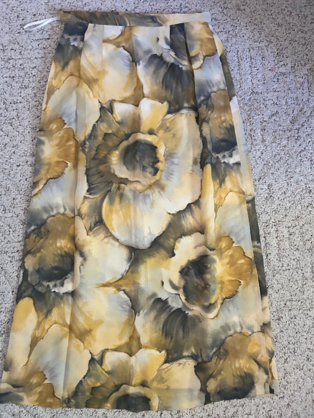 Simon Chang VTG Abstract Watercolour Large Floral Print Midi Maxi Skirt 10 boho